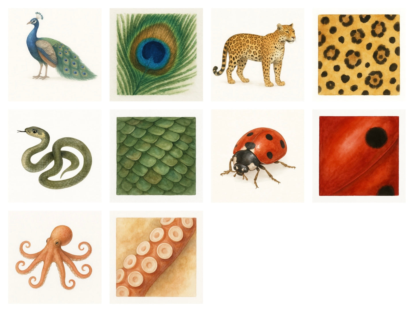 Pack de 20 cartes jeu d’observation et d’association animaux