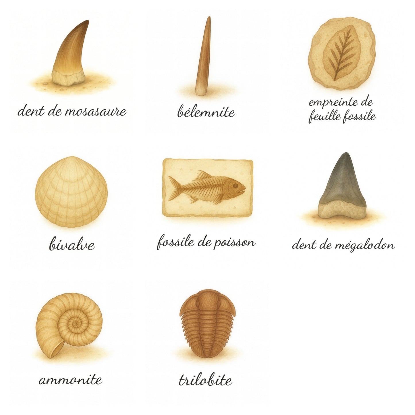 Pack 8 cartes « les fossiles »