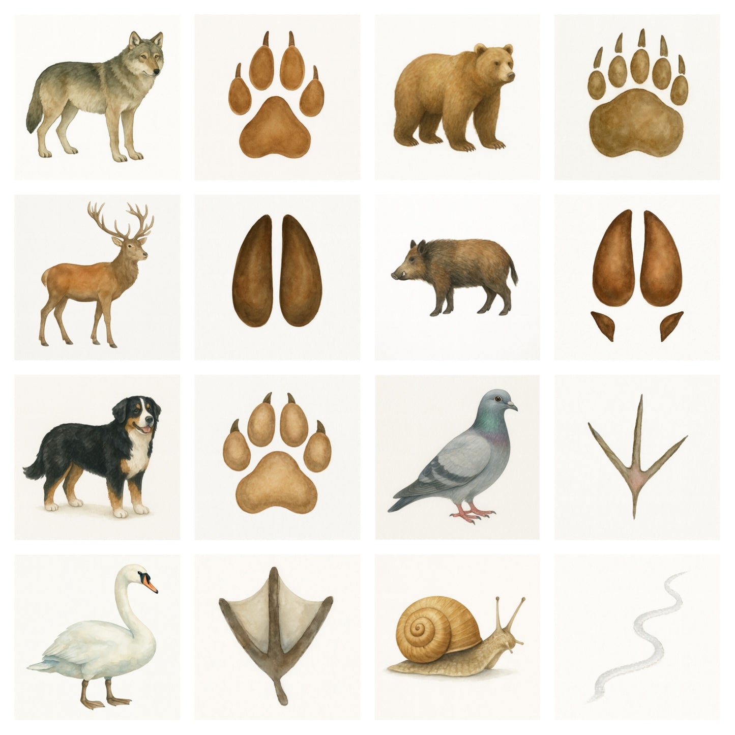 Pack 20 cartes « les animaux et leurs empreintes »