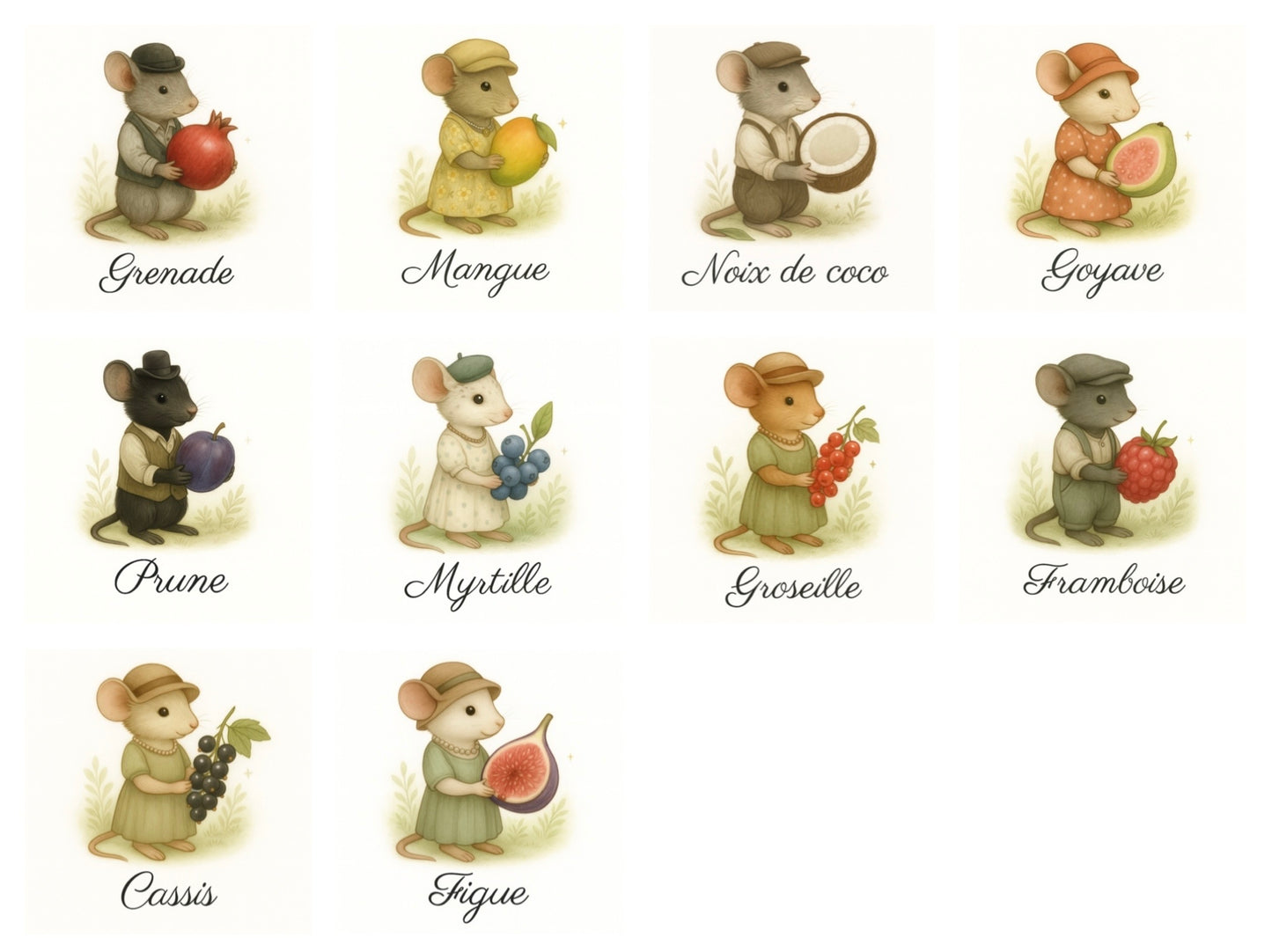Pack de 10 cartes « les fruits »
