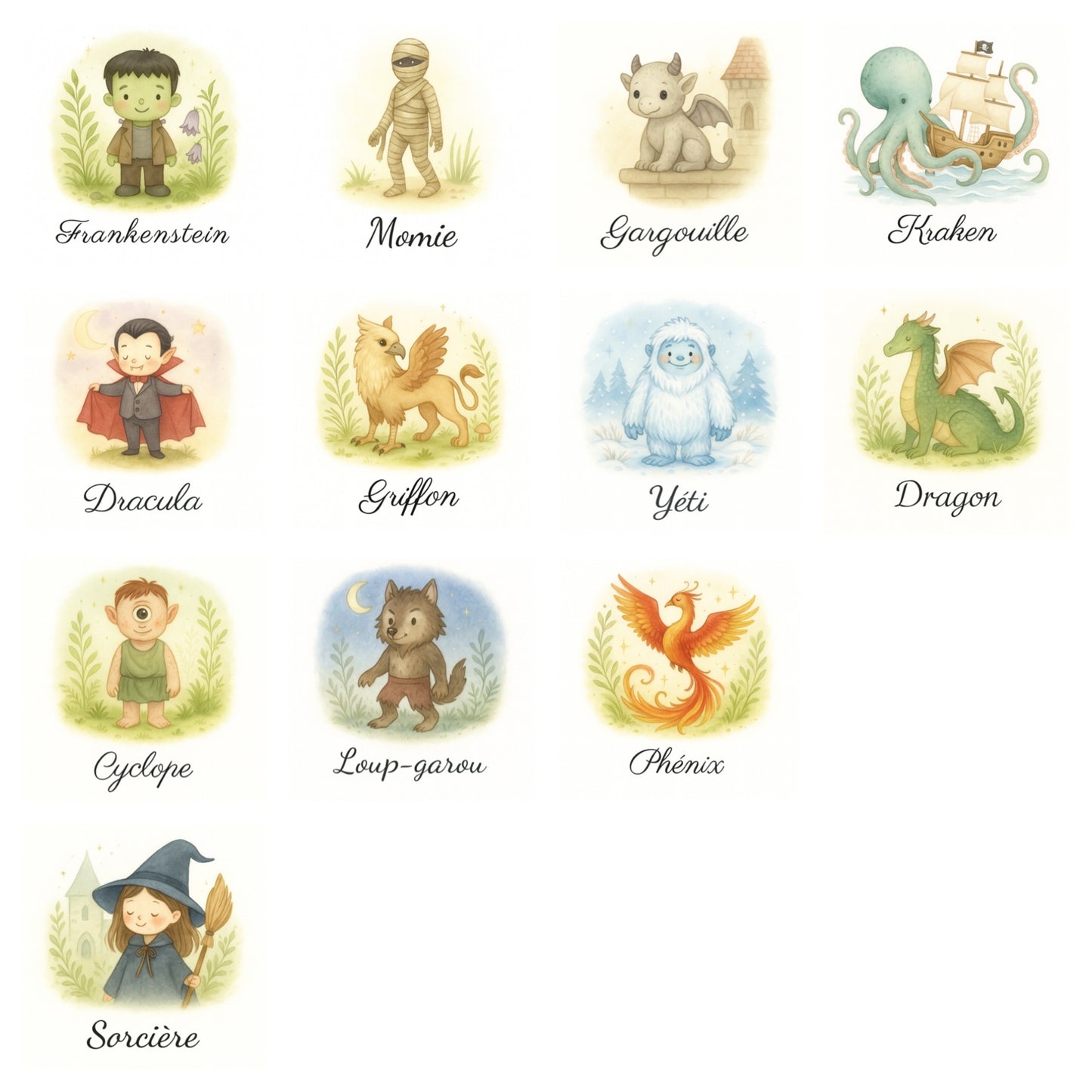 Pack de 12 cartes « les créatures fantastiques »