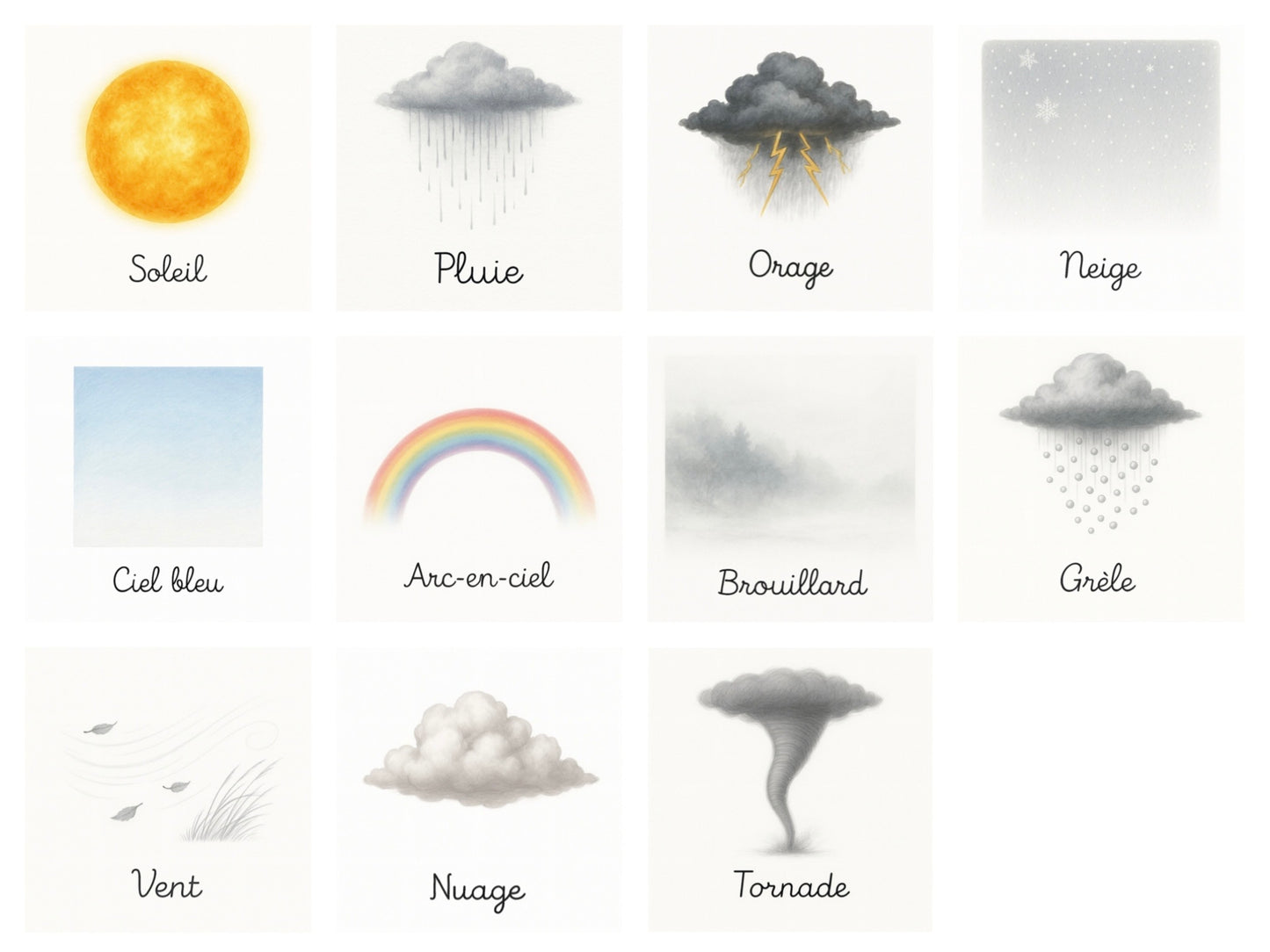 Pack de 11cartes « la météo »