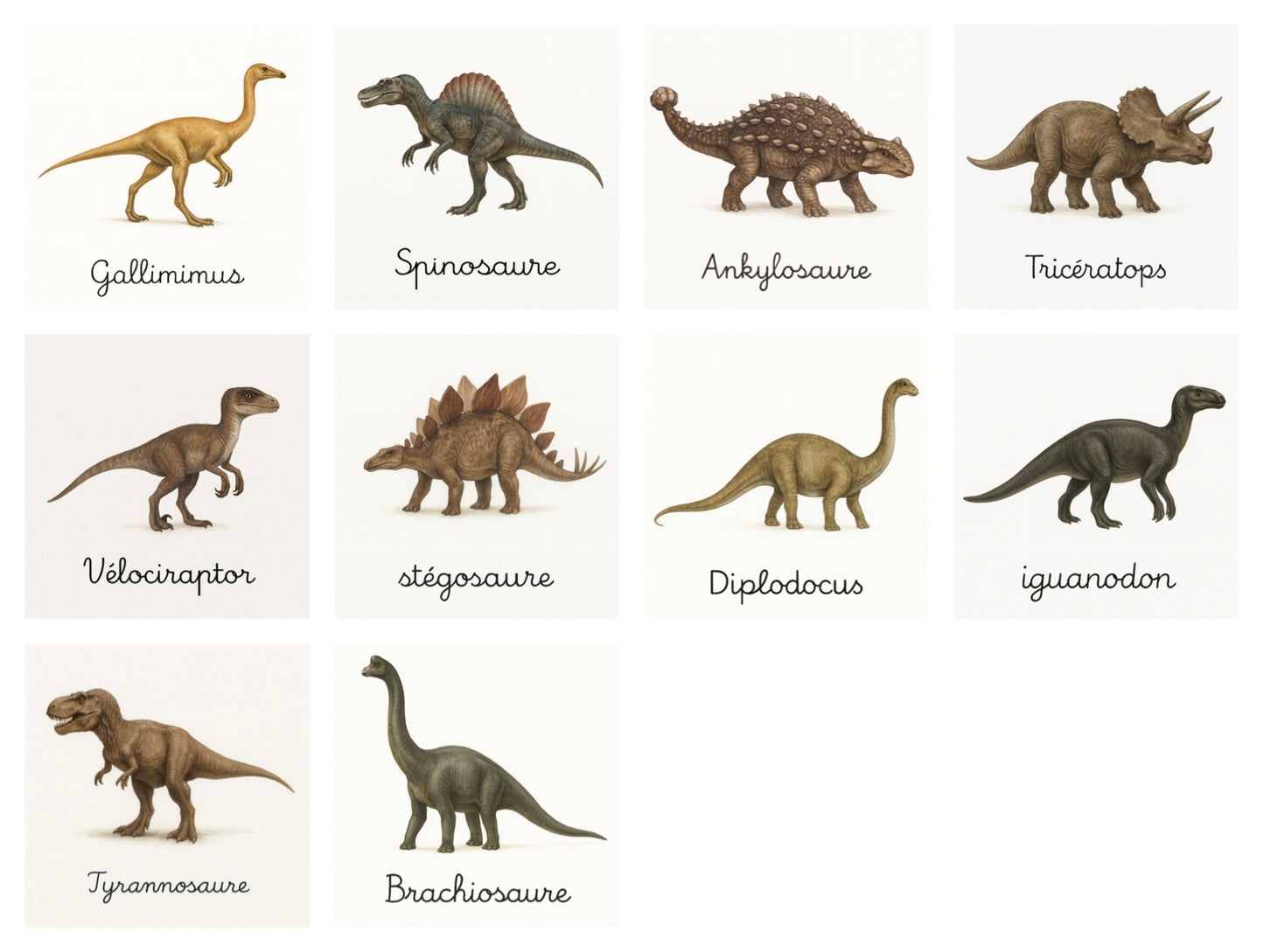 Pack de 10cartes « les dinosaures réalistes »